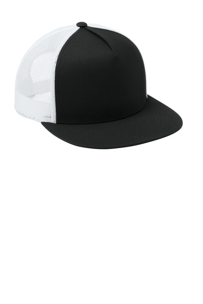 Black/White Sport-Tek YP Classics 5-Panel Classic Trucker Mesh Back Cap. STC38