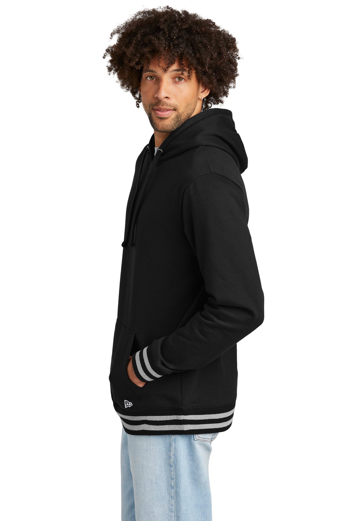 Blk/AthHtr New Era Comeback Fleece Pullover Hoodie NEA550 plain