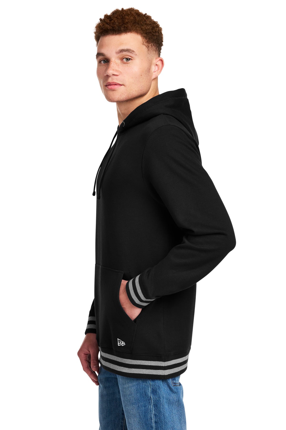 Blk/AthHtr New Era Comeback Fleece Pullover Hoodie NEA550 plain