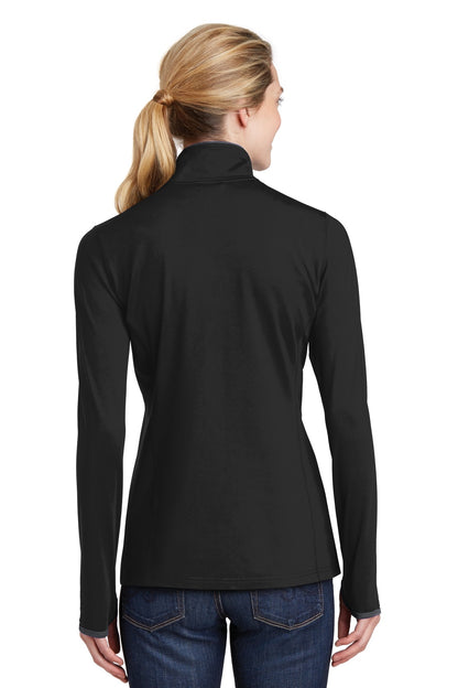 Blk/Char Grey Sport-Tek Women's Sport-Wick Stretch Contrast Full-Zip Jacket. LST853 plain