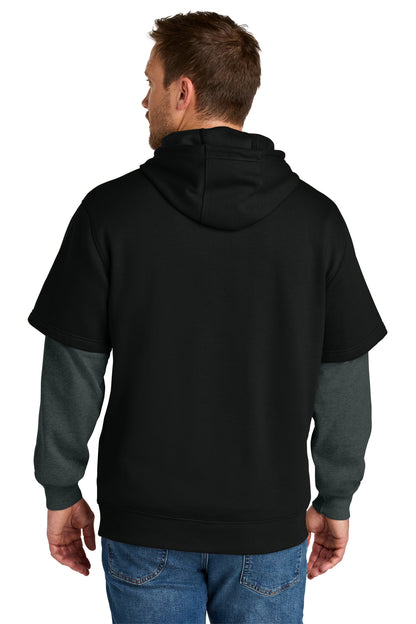Blk/CharHt CornerStone Tough Fleece Layered Hoodie CSF632 plain