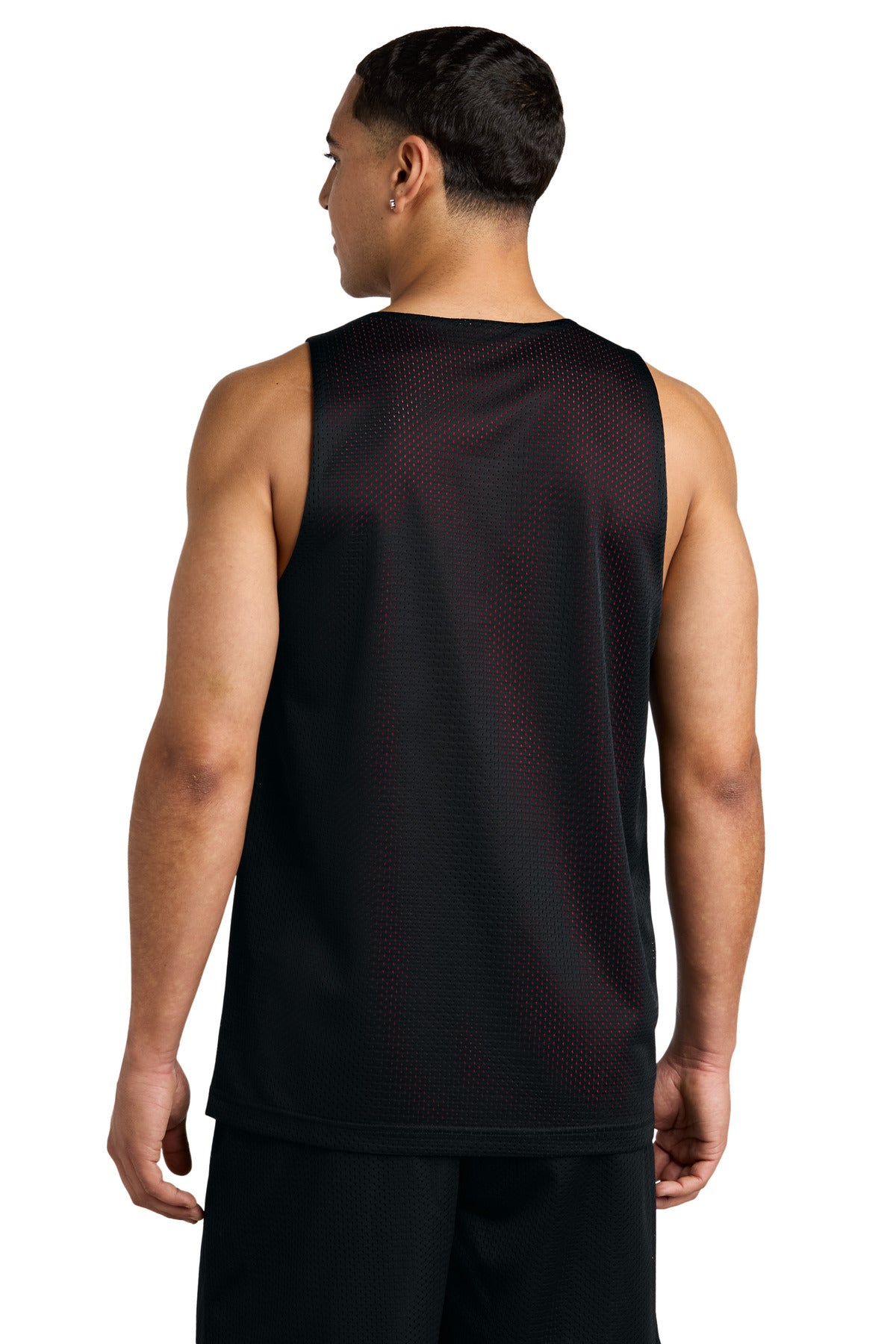 Blk/DpRed Sport-Tek PosiCharge Reversible Mesh Tank ST5000 plain