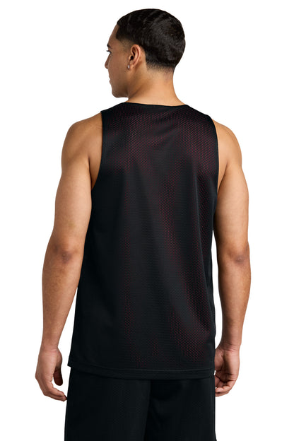 Blk/DpRed Sport-Tek PosiCharge Reversible Mesh Tank ST5000 plain