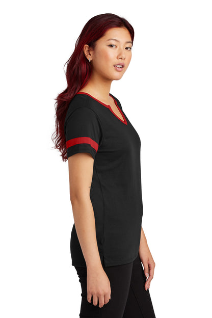 Blk/DpRed Sport-Tek Women's Halftime Notch Neck Tee LST6041 plain
