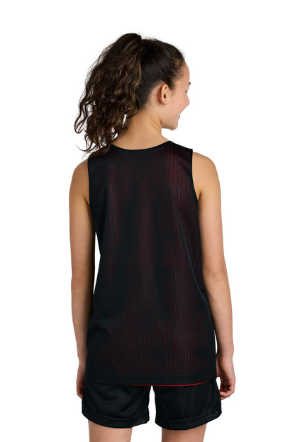 Blk/DpRed Sport-Tek Youth PosiCharge Reversible Mesh Tank YST5000 plain