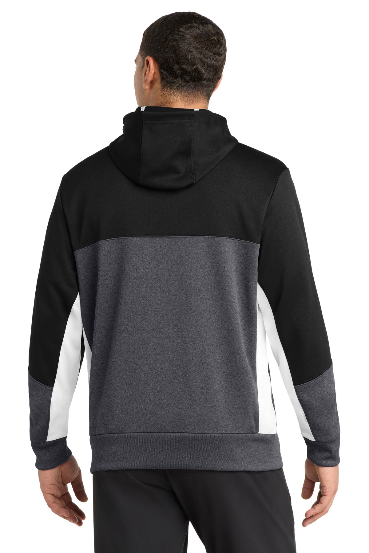 Blk/Gph/White Sport-Tek Tech Fleece Colorblock Full-Zip Hooded Jacket. ST245 plain