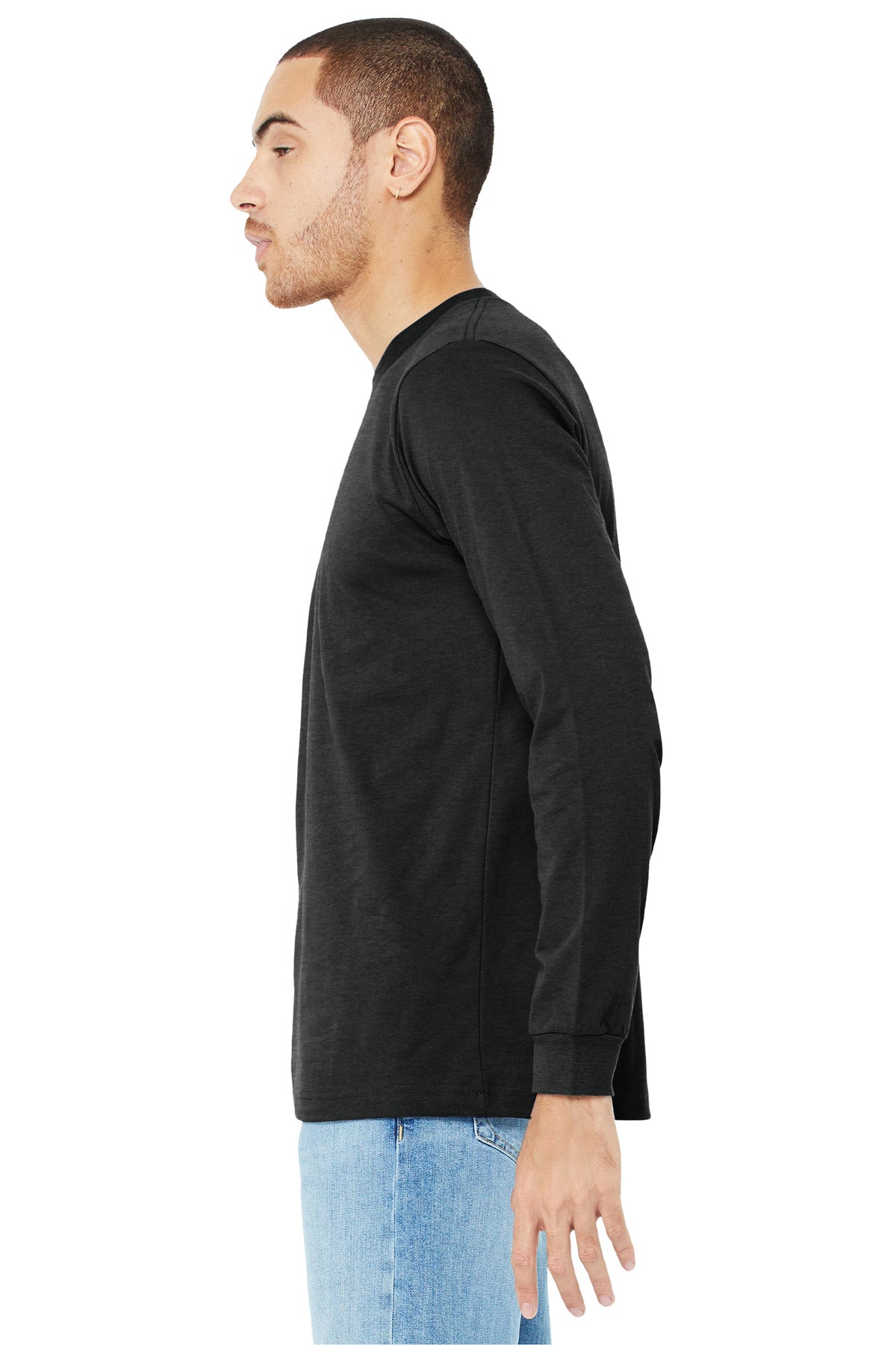 BlkHthr BELLA+CANVAS Unisex Heather CVC Long Sleeve Tee BC3501CVC plain