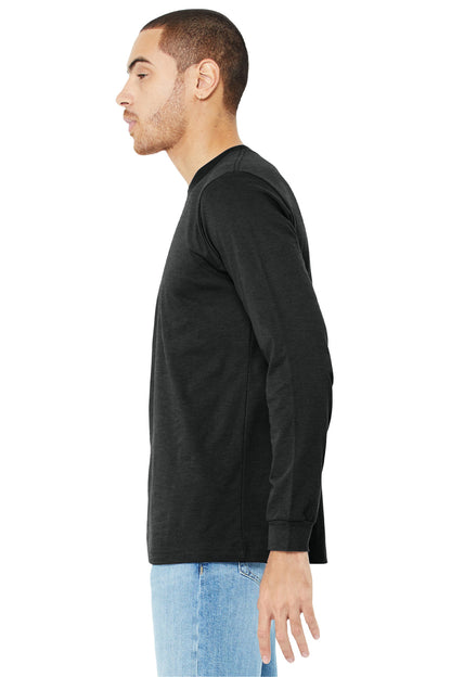 BlkHthr BELLA+CANVAS Unisex Heather CVC Long Sleeve Tee BC3501CVC plain