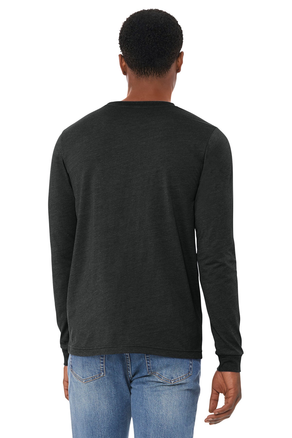 BlkHthr BELLA+CANVAS Unisex Heather CVC Long Sleeve Tee BC3501CVC plain