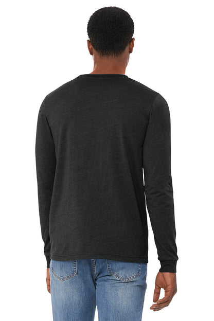 BlkHthr BELLA+CANVAS Unisex Heather CVC Long Sleeve Tee BC3501CVC plain