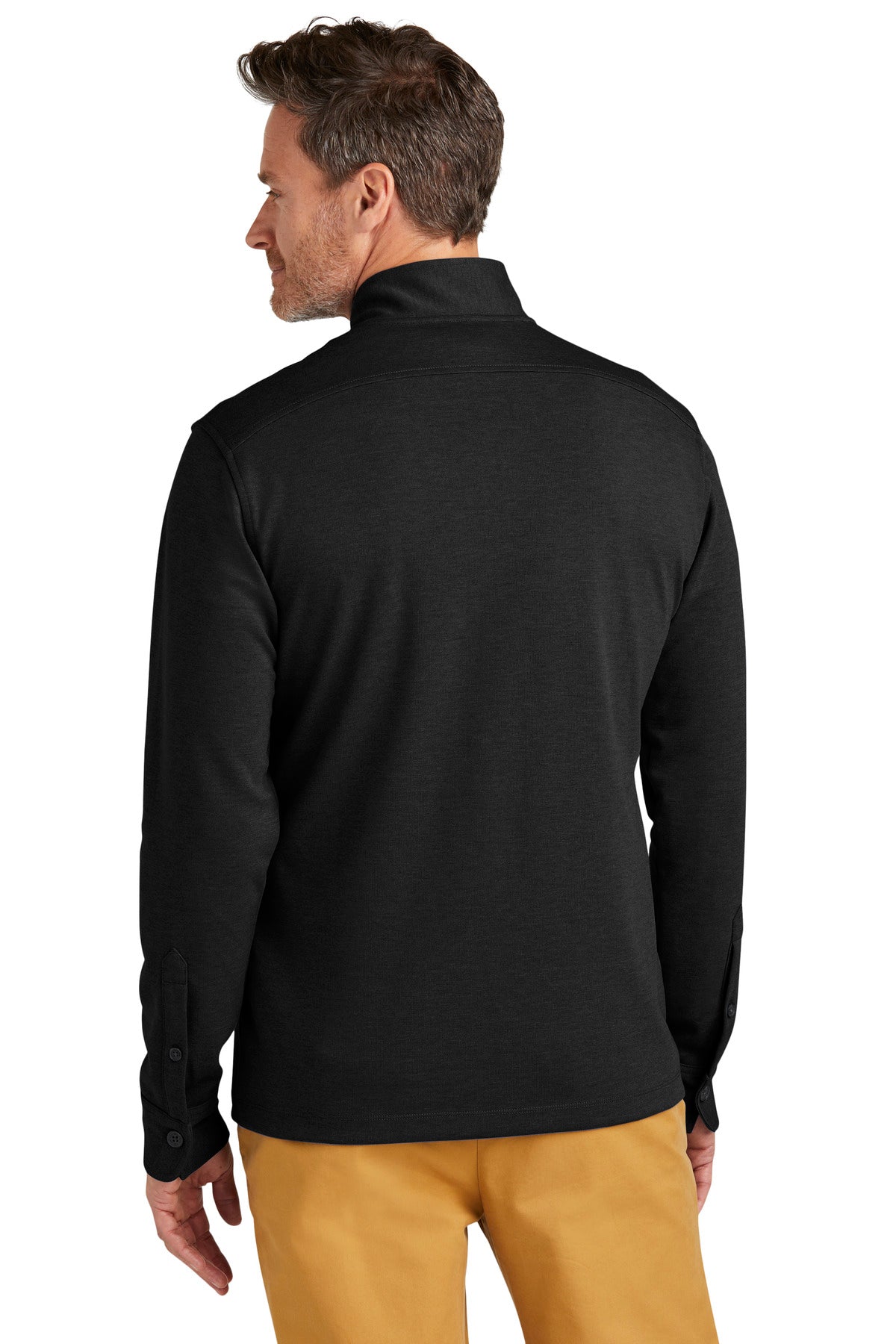 BlkHthr Brooks Brothers Mid-Layer Stretch 1/2-Button BB18202 plain