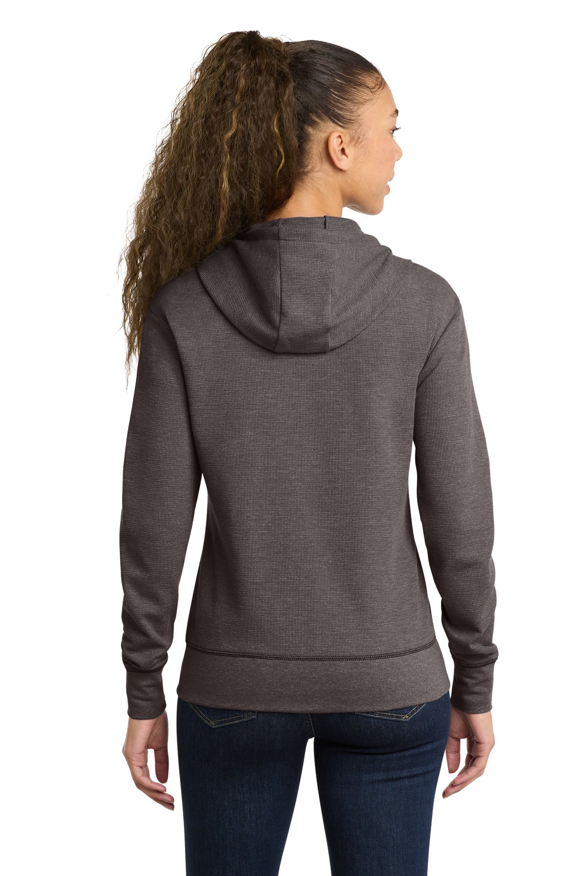 BlkHthr New Era Women's Thermal Full-Zip Hoodie LNEA141 plain