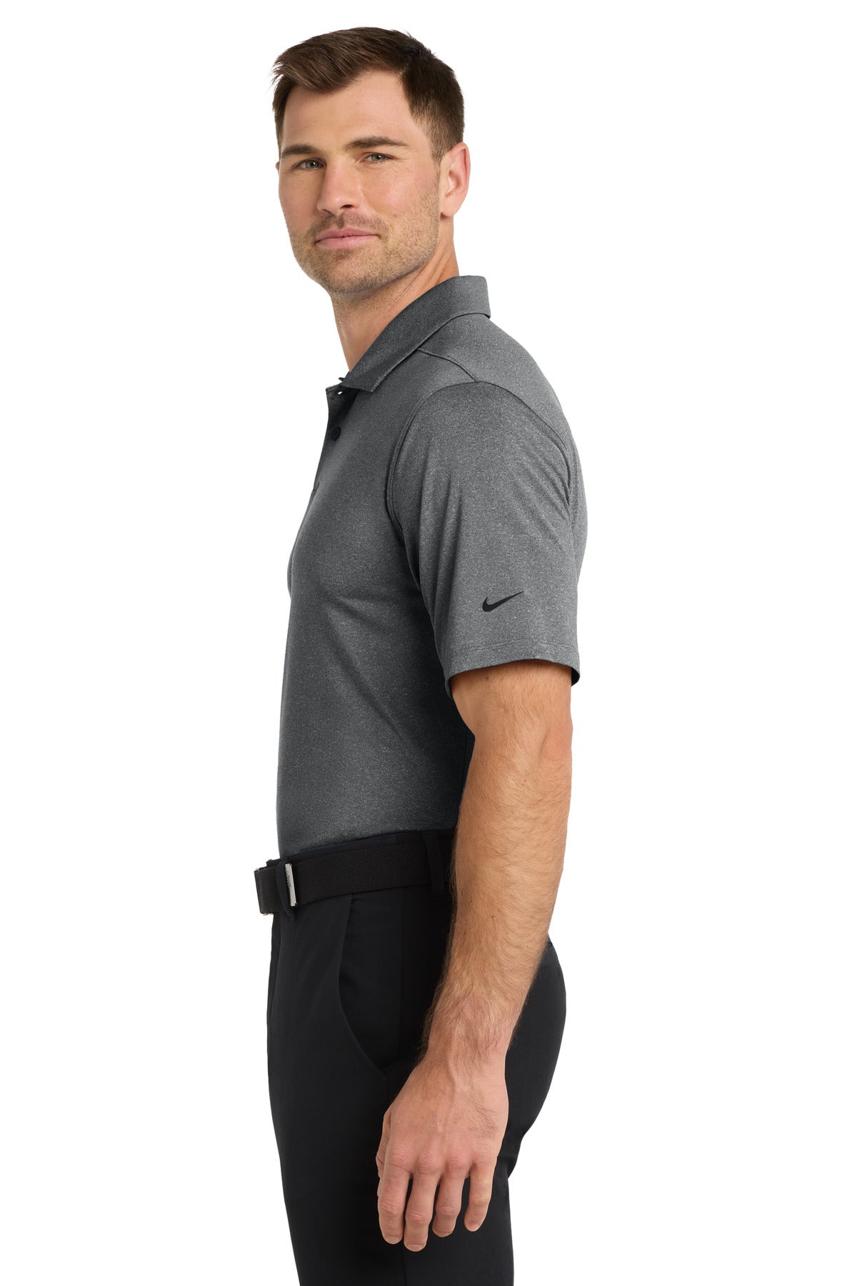 BlkHthr Nike Dri-FIT Vapor Polo NKDC2108 plain