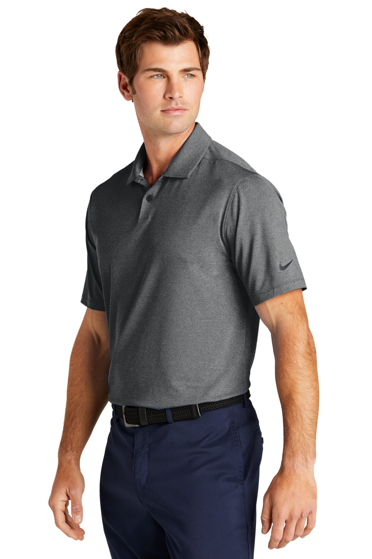BlkHthr Nike Dri-FIT Vapor Polo NKDC2108 plain