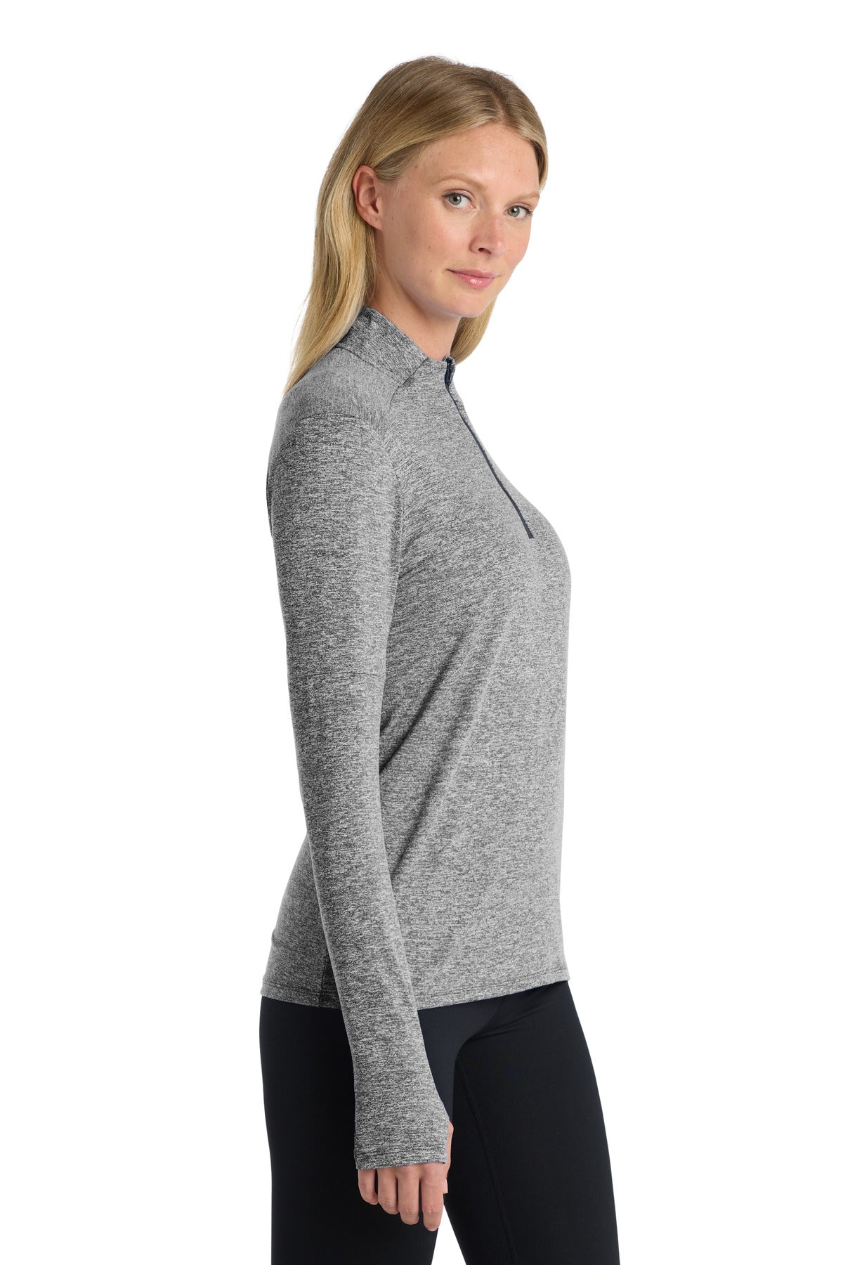 BlkHthr Nike Women's Dri-FIT Element 1/2-Zip Top NKDH4951 plain