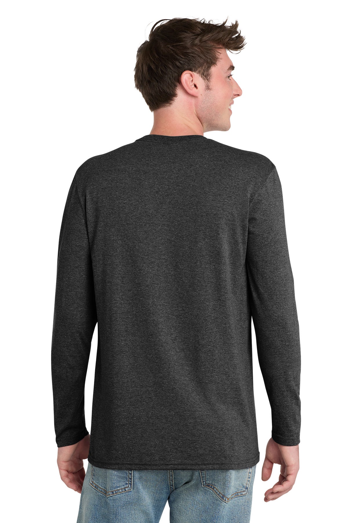 BlkHthr Port & Co Tri-Blend Long Sleeve Tee. PC330LS plain