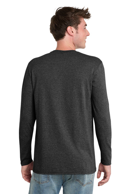 BlkHthr Port & Co Tri-Blend Long Sleeve Tee. PC330LS plain