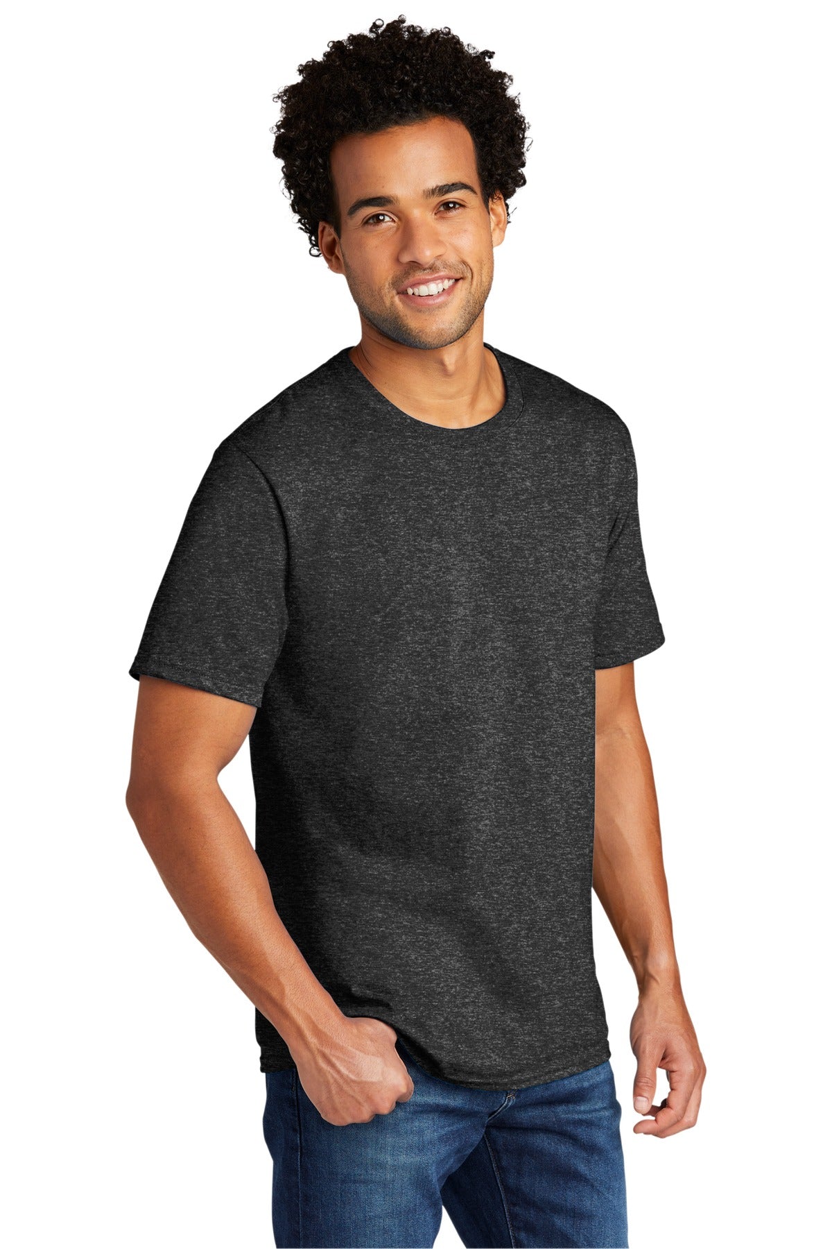 BlkHthr Port & Co Tri-Blend Tee. PC330 plain