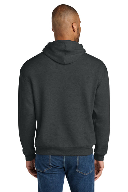 BlkInkHtr Jerzees Ultimate Unisex CVC Ring Spun Hooded Sweatshirt IC49M plain