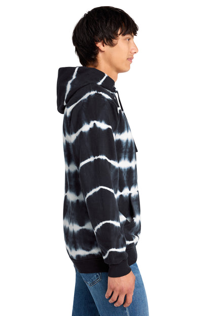 Blk/White Port & Co Allover Stripe Tie-Dye Fleece PC143