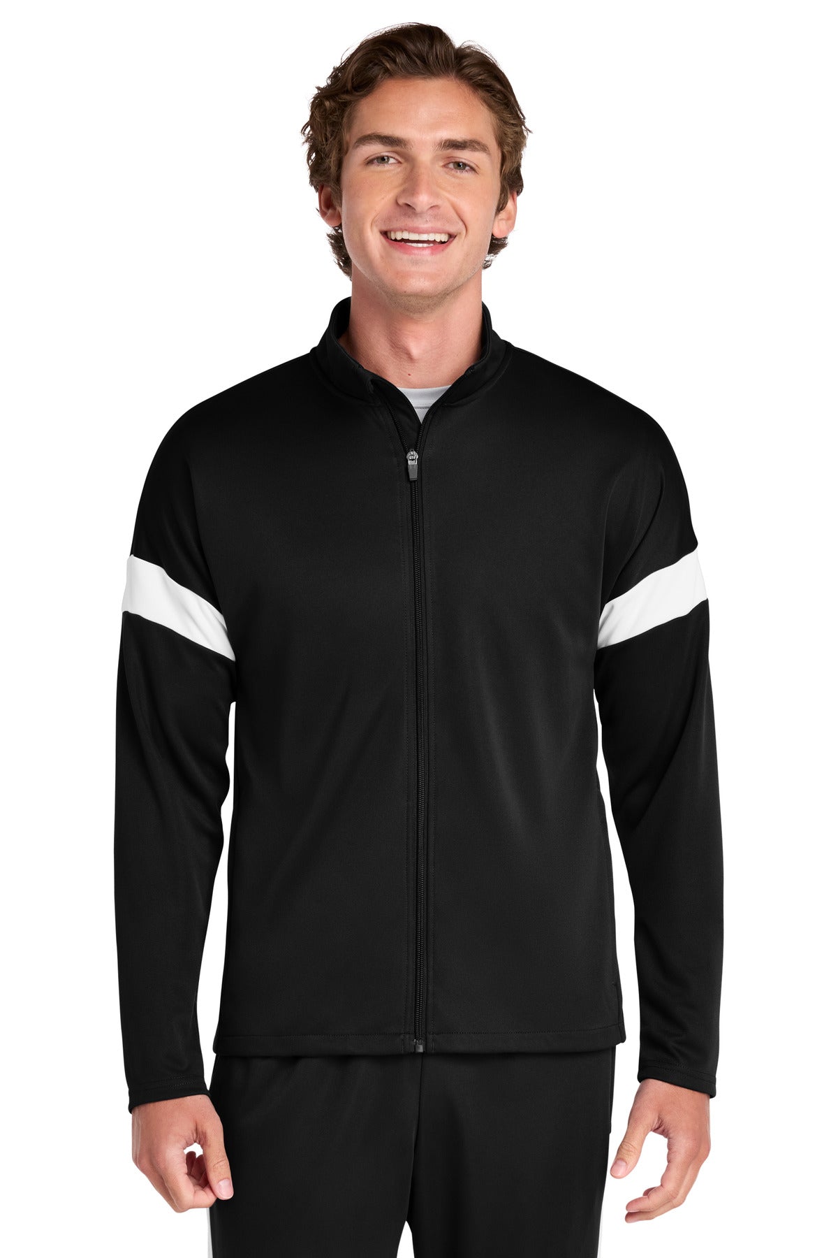 Blk/White Sport-Tek Travel Full-Zip Jacket ST800