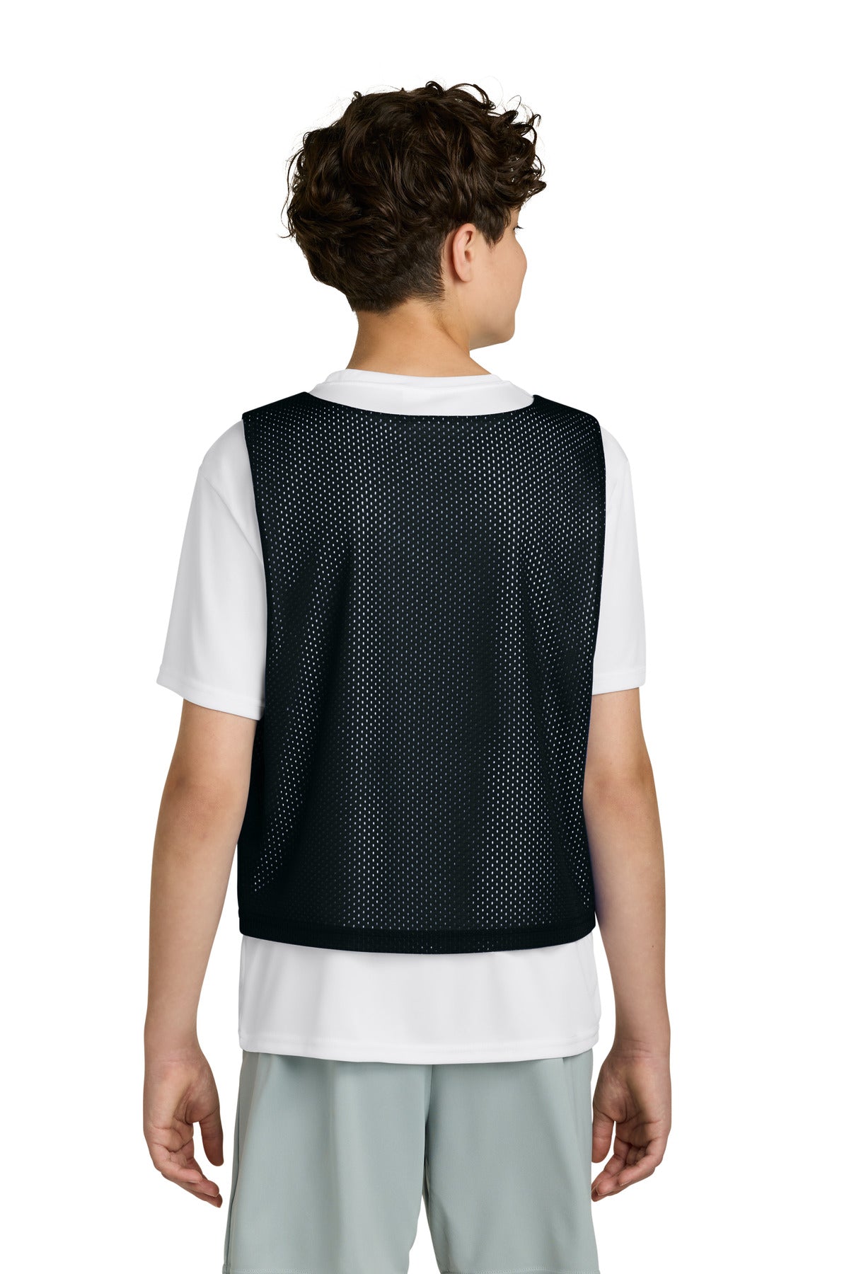 Blk/White Sport-Tek Youth Lacrosse Reversible Pinnie YST512 plain