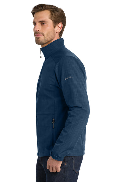 Blue Eddie Bauer Shaded Crosshatch Soft Shell Jacket. EB532 plain