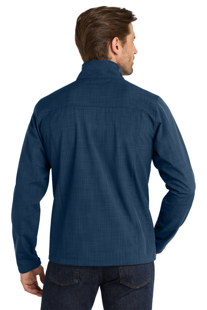 Blue Eddie Bauer Shaded Crosshatch Soft Shell Jacket. EB532 plain