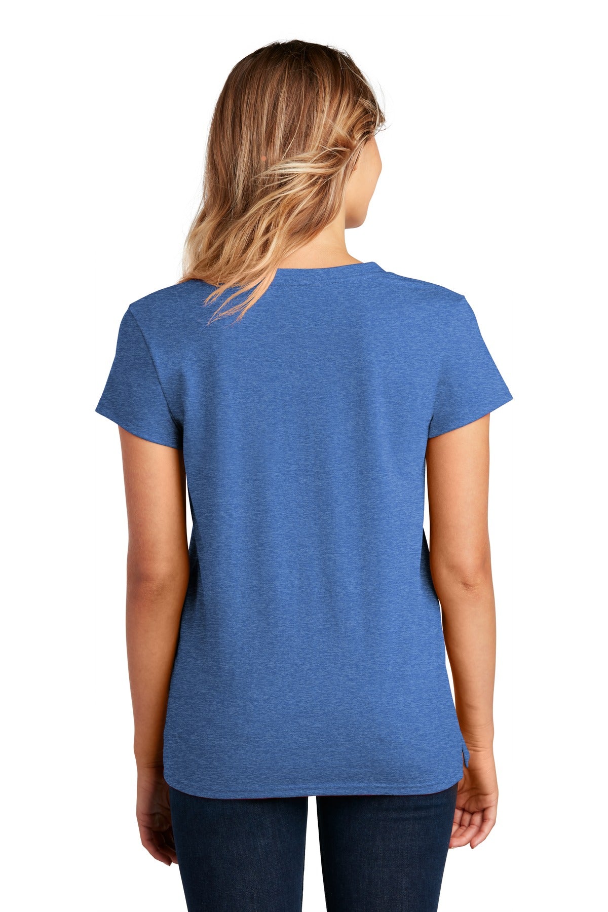 Blue Heather District Women's Re-Tee V-Neck DT8001 plain