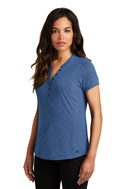 Blue Hthr OGIO Women's Tread Henley. LOG136 plain