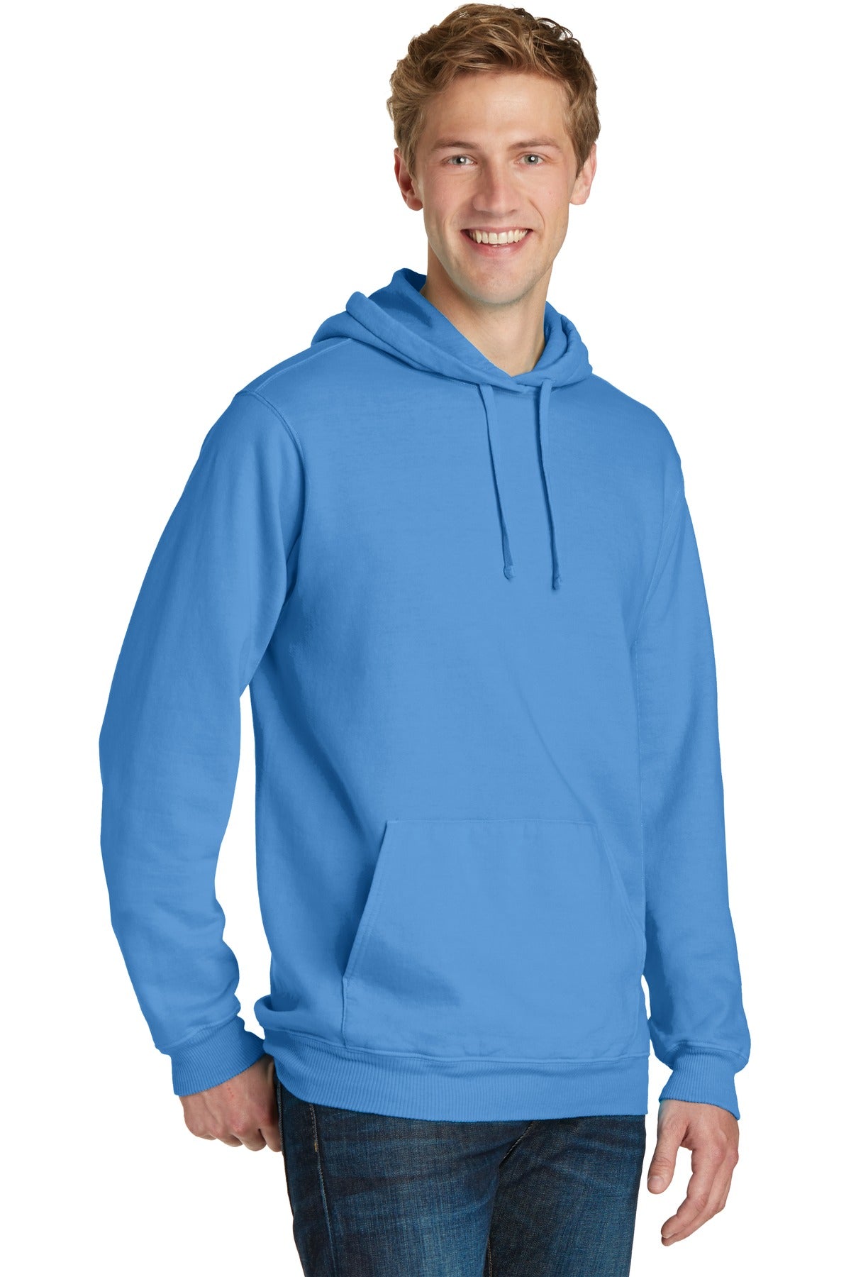 Blue Moon Port & Co Beach Wash Garment-Dyed Pullover Hooded Sweatshirt. PC098H plain