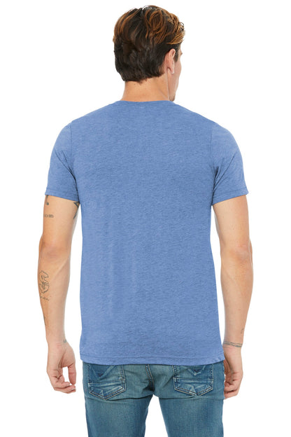 Blue TB BELLA+CANVAS Unisex Triblend Short Sleeve V-Neck Te. BC3415 plain