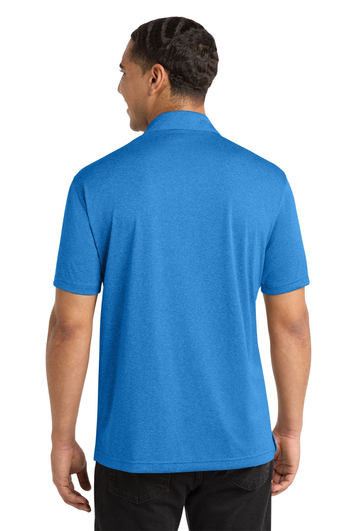 Blue Wake Hthr Sport-Tek Heather Contender Polo. ST660 plain