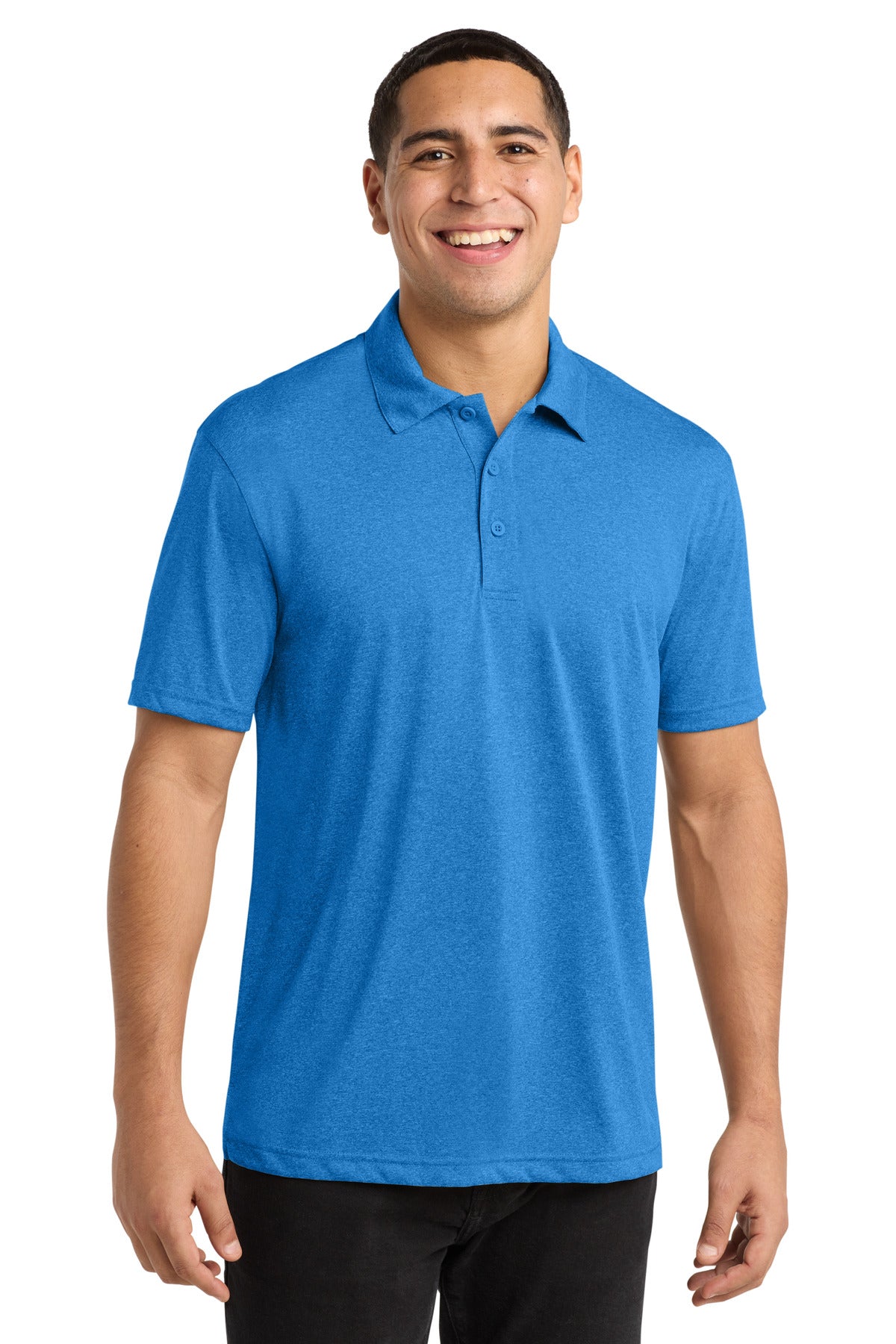 Blue Wake Hthr Sport-Tek Heather Contender Polo. ST660 plain