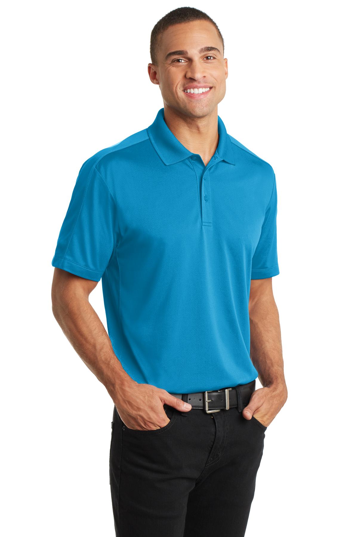 Blue Wake Port Authority Diamond Jacquard Polo. K569 plain