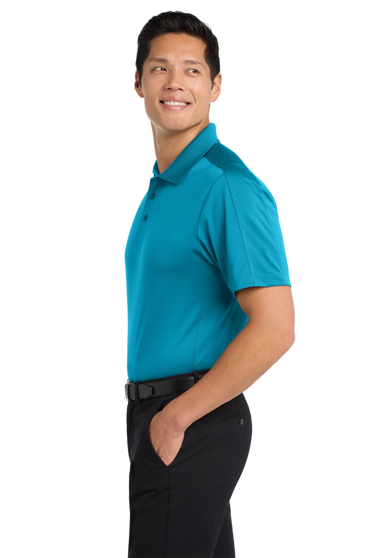 Blue Wake Port Authority Diamond Jacquard Polo. K569 plain