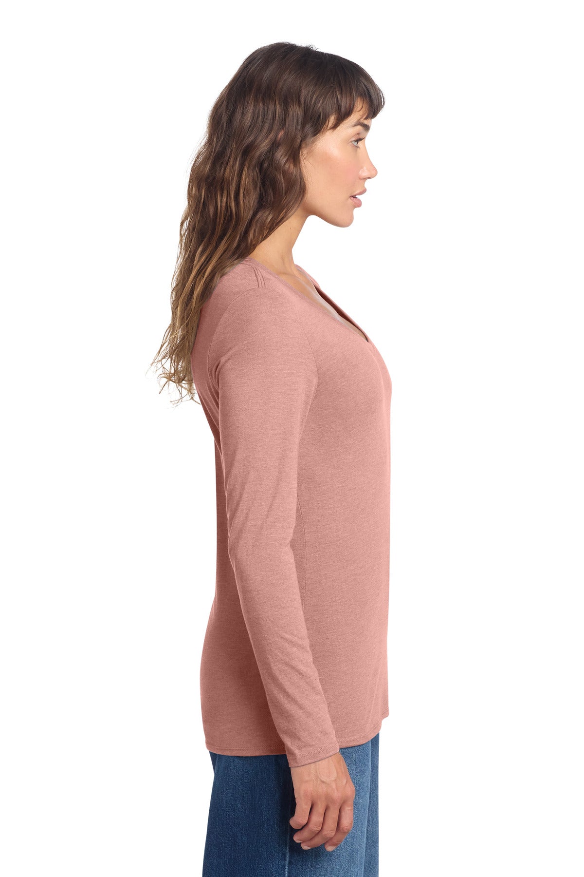 BlustFrost District Women's Perfect Tri Long Sleeve V-Neck Tee DT135 plain