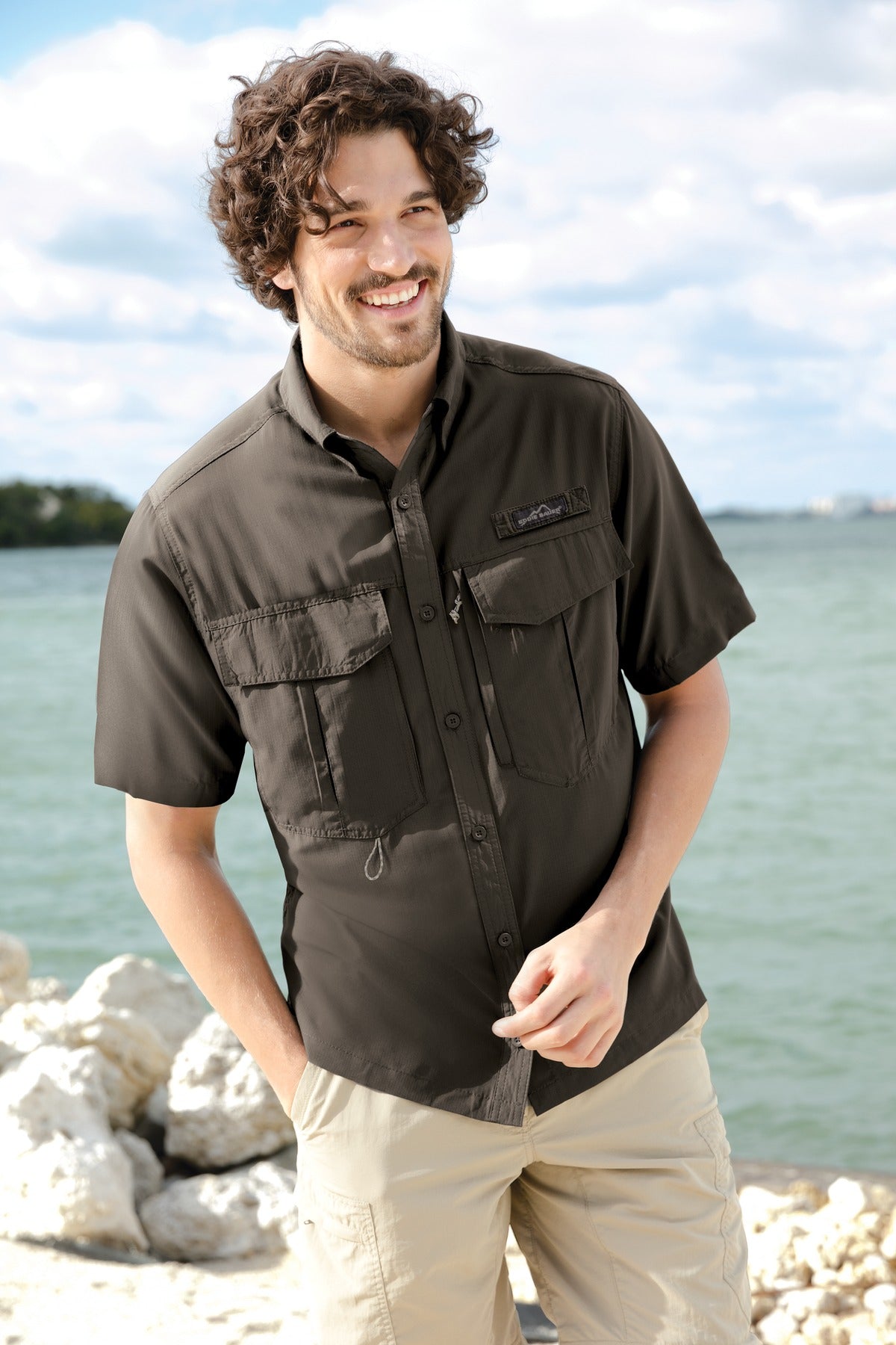 Boulder Eddie Bauer Short Sleeve Performance Fishing Shirt EB602 plain