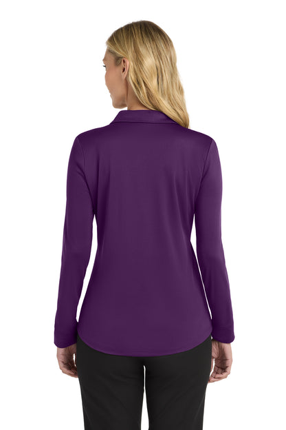 Bright Purple Port Authority Women's Silk Touch Performance Long Sleeve Polo. L540LS plain