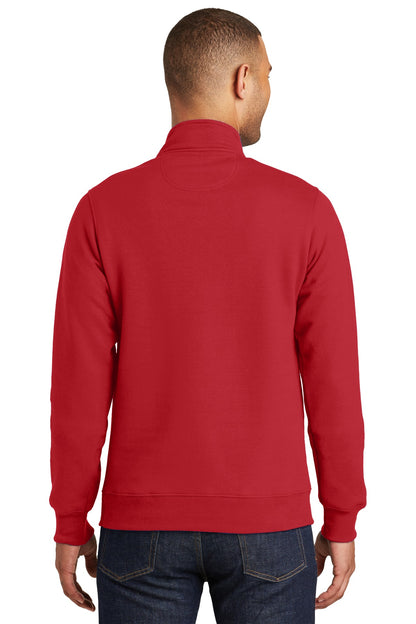 Bright Red Port & Co Fan Favorite Fleece 1/4-Zip Pullover Sweatshirt. PC850Q plain