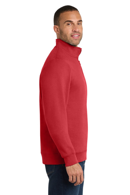 Bright Red Port & Co Fan Favorite Fleece 1/4-Zip Pullover Sweatshirt. PC850Q plain