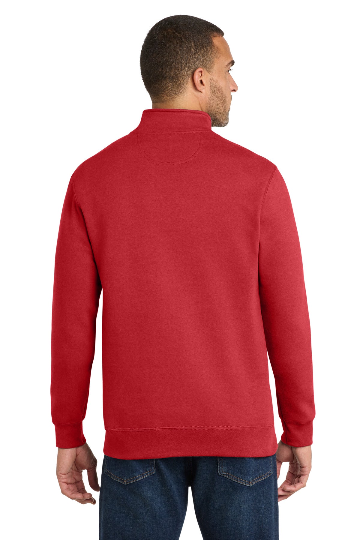 Bright Red Port & Co Fan Favorite Fleece 1/4-Zip Pullover Sweatshirt. PC850Q plain