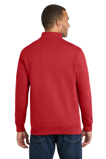 Bright Red Port & Co Fan Favorite Fleece 1/4-Zip Pullover Sweatshirt. PC850Q plain