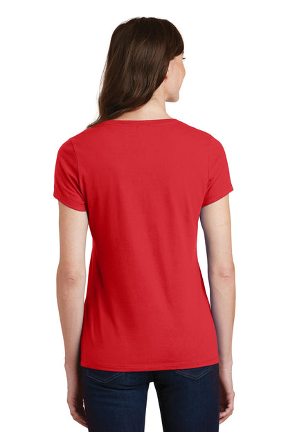 Bright Red Port & Co Women's Fan Favorite V-Neck Tee. LPC450V plain