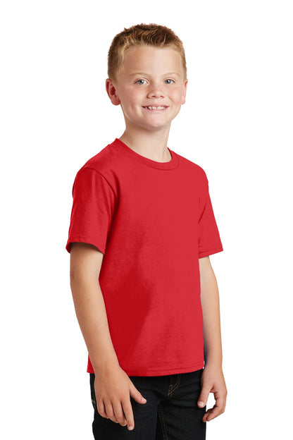 Bright Red Port & Co Youth Fan Favorite Tee. PC450Y plain