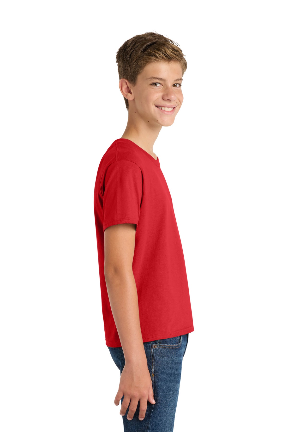 Bright Red Port & Co Youth Fan Favorite Tee. PC450Y plain