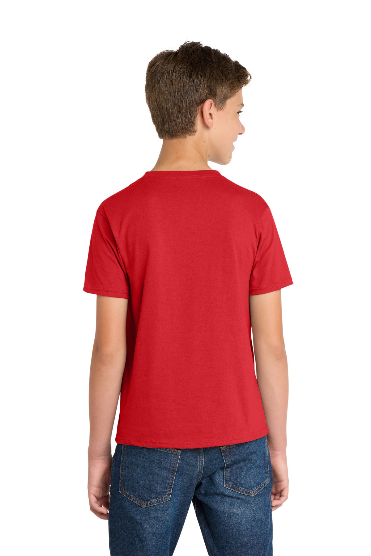 Bright Red Port & Co Youth Fan Favorite Tee. PC450Y plain