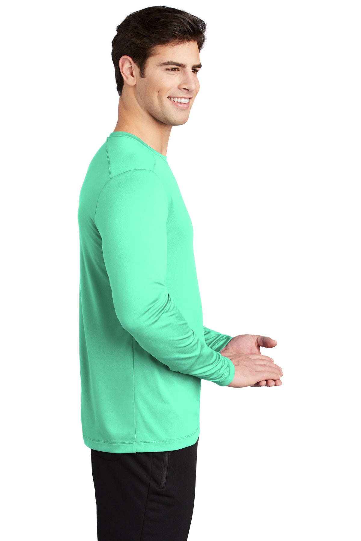 Bright Seafoam Sport-Tek Posi-UV Pro Long Sleeve Tee. ST420LS plain