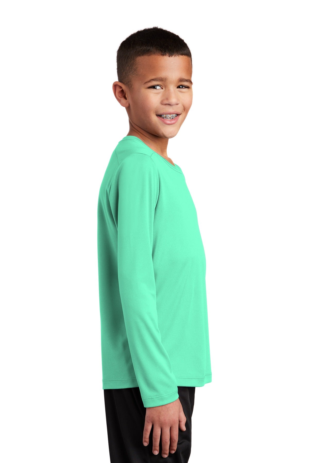 Bright Seafoam Sport-Tek Youth Posi-UV Pro Long Sleeve Tee. YST420LS plain
