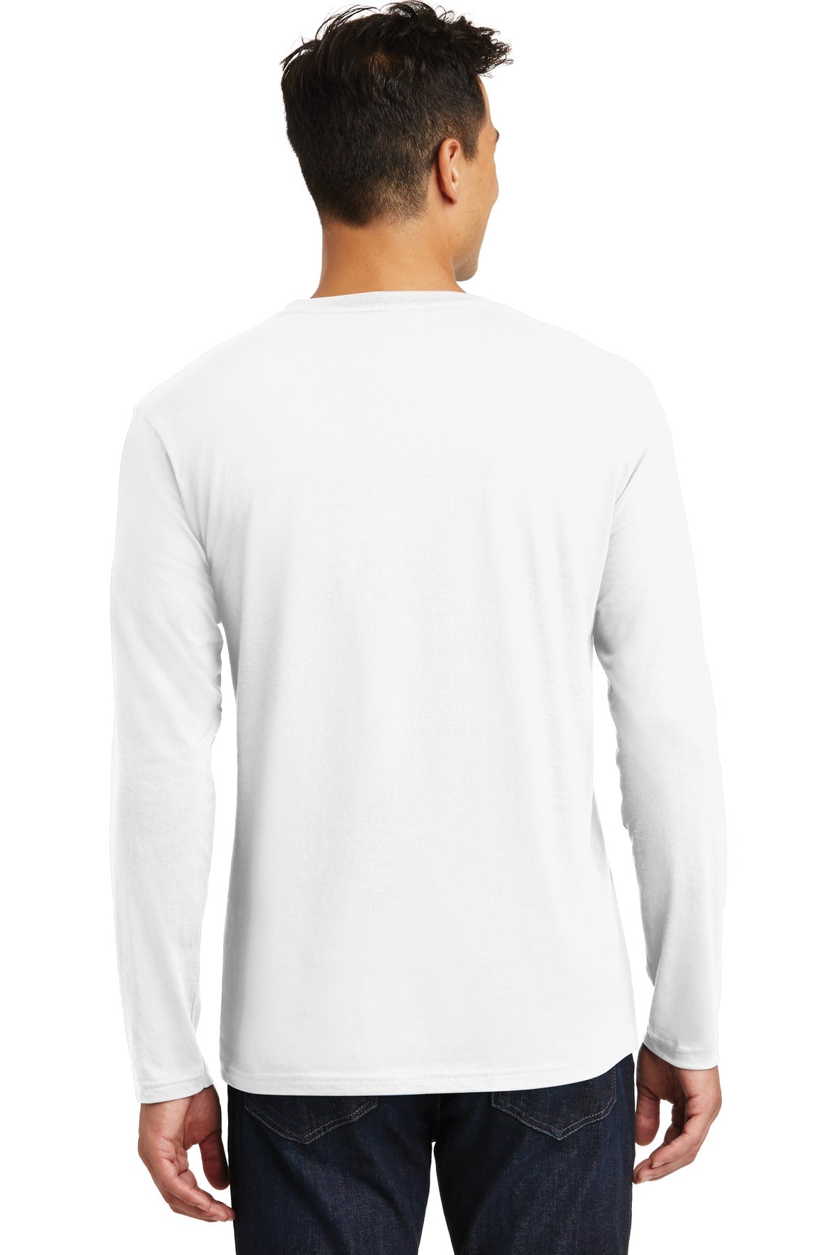 Bright White District Perfect Weight Long Sleeve Tee. DT105 plain